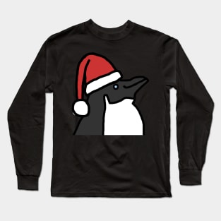 Portrait of a Christmas Penguin in Santa Hat Long Sleeve T-Shirt